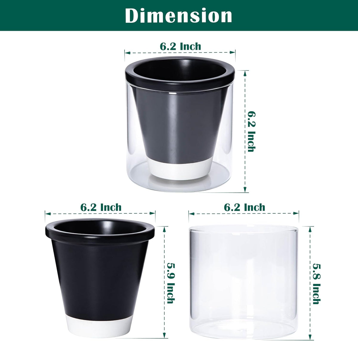 D'vine Dev Self-Watering Black Terracotta Planter Pot, 6 in, 37-X-B-3