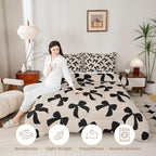 Feelyou Bow Comforter Set Toddler Size Elegant Bedding Set for Kids Boys Girls Kawaii Bow Duvet Quilt Black Bedroom Decor 2 Pcs with 1 Pillow Cases