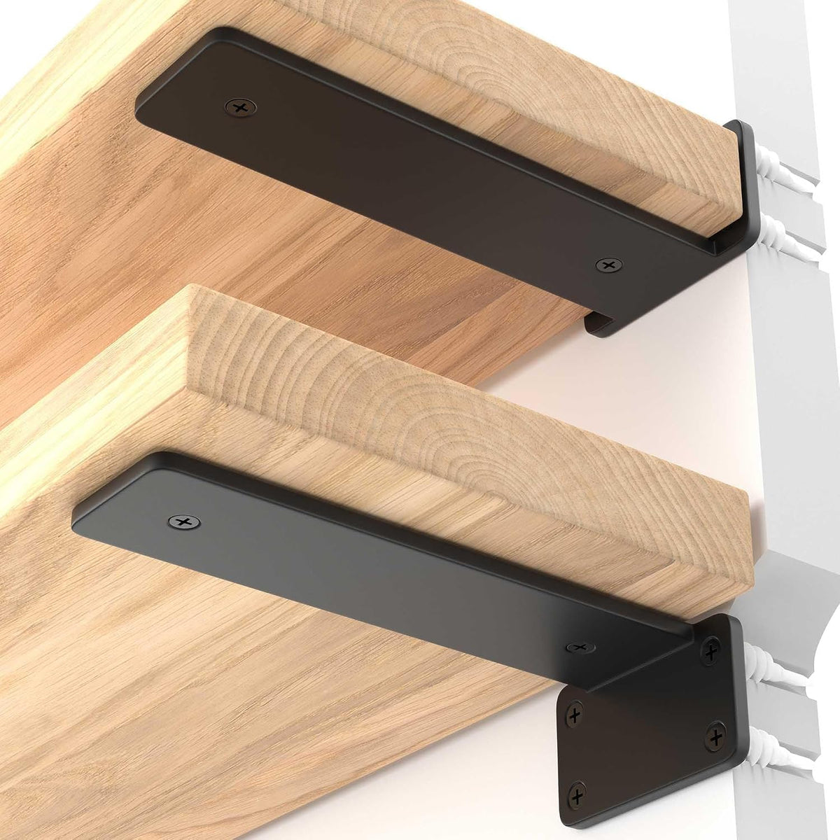 LEOPO 6 Inch Heavy Duty Floating Shelf Bracket, 4 Pack Hidden L Bracket
