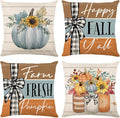 Fall Decorations for Home, Fall Pillow Covers 18 x 18 Inch Set of 4, Hello by ONFAON