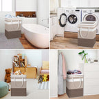 HomeHacks 2 Pack Large Laundry Baskets, Laundry Hampers Bags (Khaki 75Lx2)