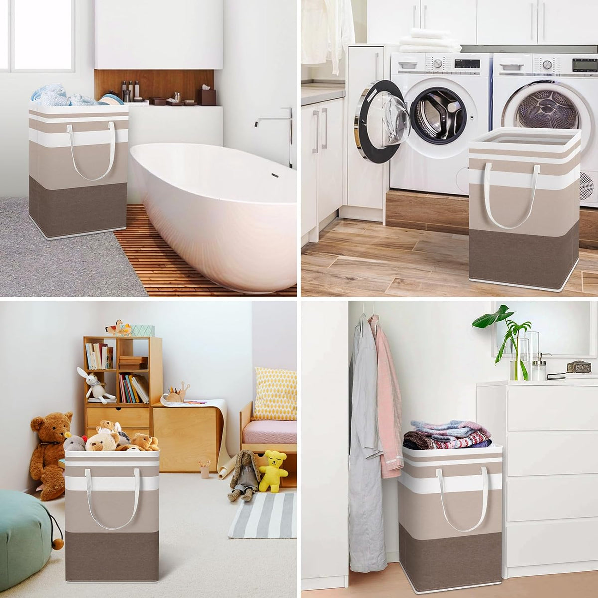 HomeHacks 2 Pack Large Laundry Baskets, Laundry Hampers Bags (Khaki 75Lx2)