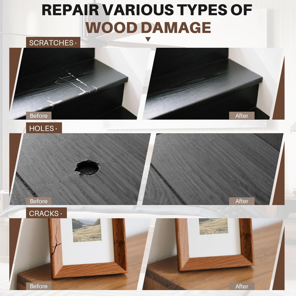 Laminate Floor Repair Kit, 6PCS Vinyl Floor Wax with 6PCS Wood Touch Up Markers, Fix Scratches, Stains, Cracks, Holes