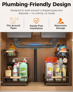 Sevenblue 2-Pack 2-Tier Height Adjustable Under Sink Organizer & Storage