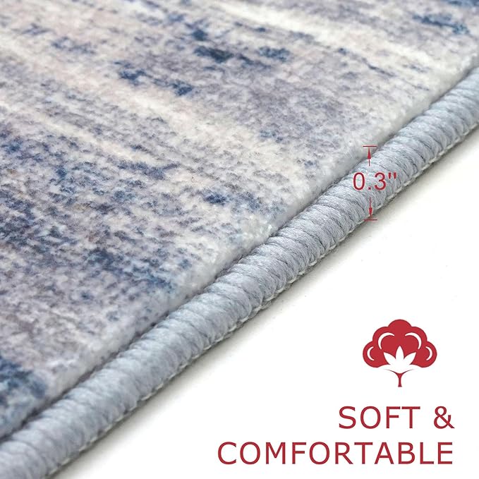KOZYFLY Modern Abstract Washable Rug Runner 2.6x10 Hallway Rug Runner Non-Slip - Image 2