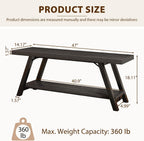 LVB Entryway Bench with Storage, Wood Bench for Entryway, Dark Gray Oak