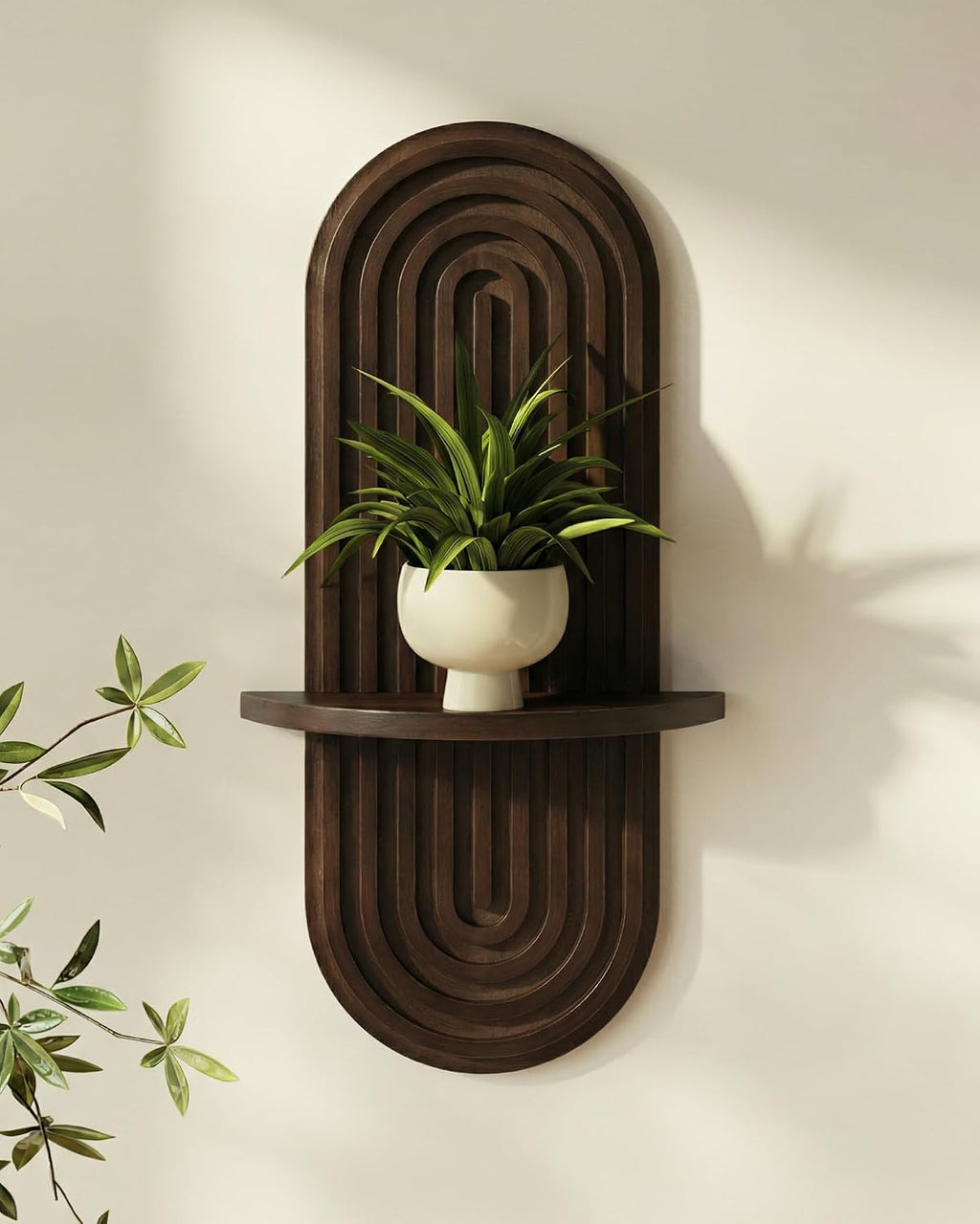 Bamworld Boho Wall Decor Plant Wall Shelf Plant Stand Bamboo-Look Weave