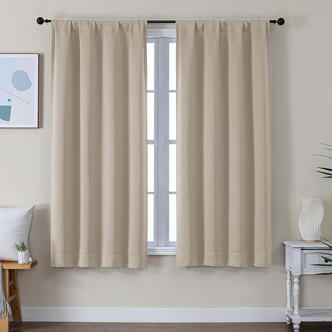 Simplebrand Ava Biscotti Beige Blackout Curtains by Simplebrand