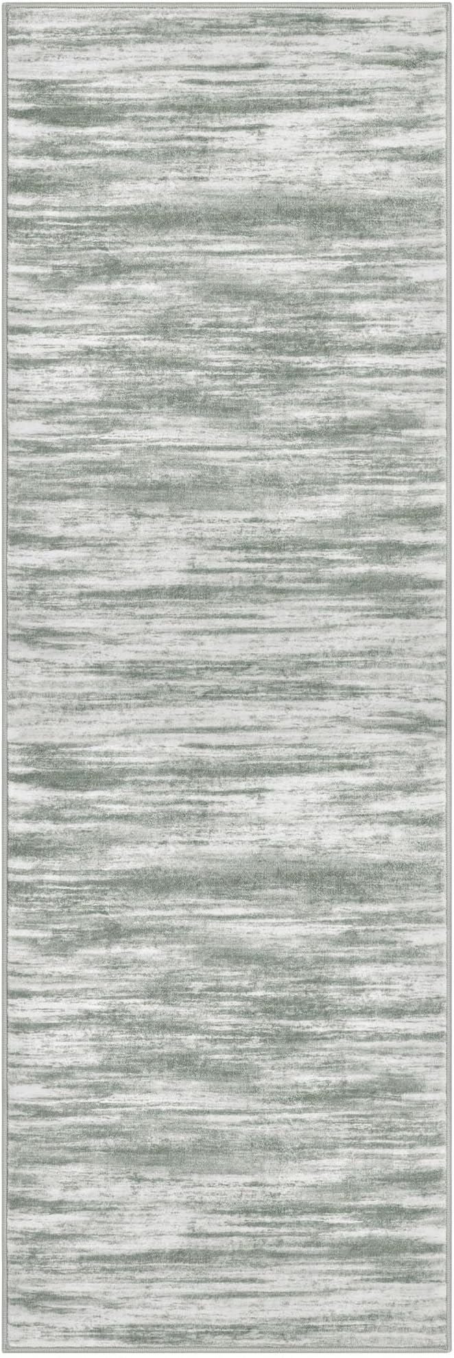KOZYFLY Modern Abstract Runner Rugs 2x6 Grey Green Machine Washable Area Rug - Image 8