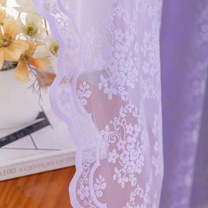 YJ YANJUN Vintage Lace Curtains 96 Inches Long-Victorian Floral Pattern - Image 5
