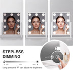 9-Bulbs Vanity Mirror with Dimmable Lights, Touch Control, 3 Color