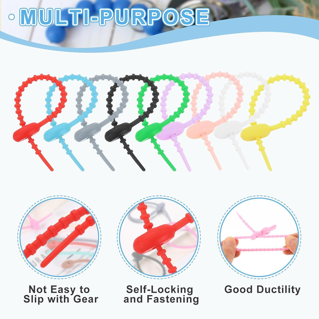 uxcell 30Pcs 9" Silicone Cable Ties, Reusable Zip Strips Twist Tie
