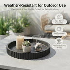 Round Solid Concrete Tray, Fluted Centerpiece for Coffee Table Decor 11"