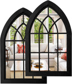 ZEXUIRU 2 Set Rustic Wall Mirrors for Bedroom Bathroom Living Room Entryway Wood Farmhouse Easy to Hang Framed Decorative Accent Hanging Wall-Mounted Mirror Set for Living Room - Black