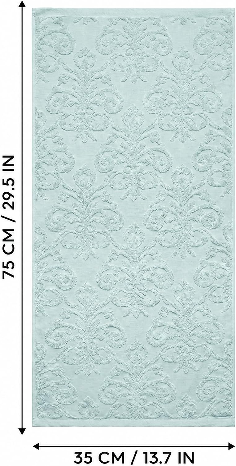 Artoid Mode 2 Pcs Blue 3D Vintage Floral Hand Towels for Bathroom, 100% Cotton Soft Absorbent Bathroom Decor Towels, 13.7 x 29.5 Inch