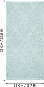 Artoid Mode 2 Pcs Blue 3D Vintage Floral Hand Towels for Bathroom, 100% Cotton Soft Absorbent Bathroom Decor Towels, 13.7 x 29.5 Inch