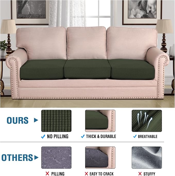 H.VERSAILTEX Super Stretch Individual Seat Cushion Covers Sofa Covers Couch - Image 2