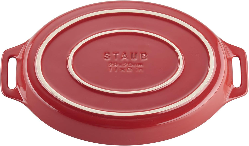 STAUB Ceramic Oval Baking Dish Set, 2-piece, Cherry