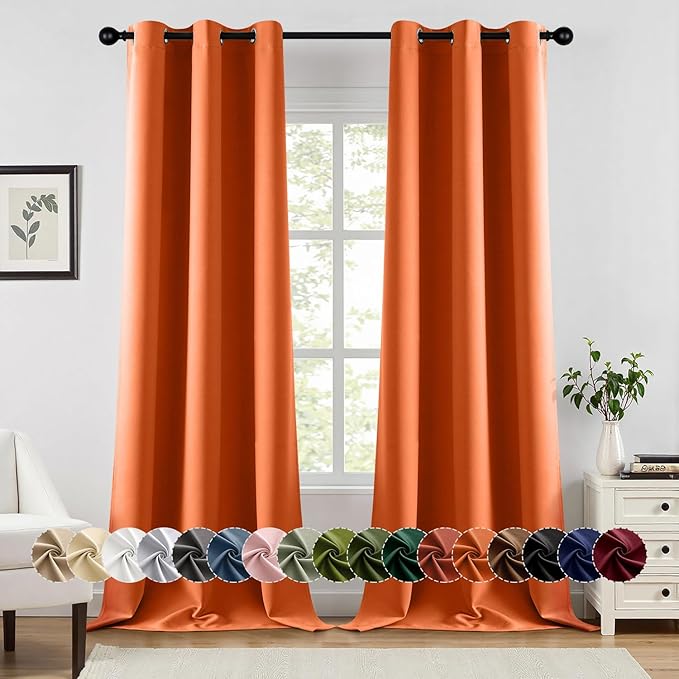 MIULEE Orange Blackout Curtains by MIULEE