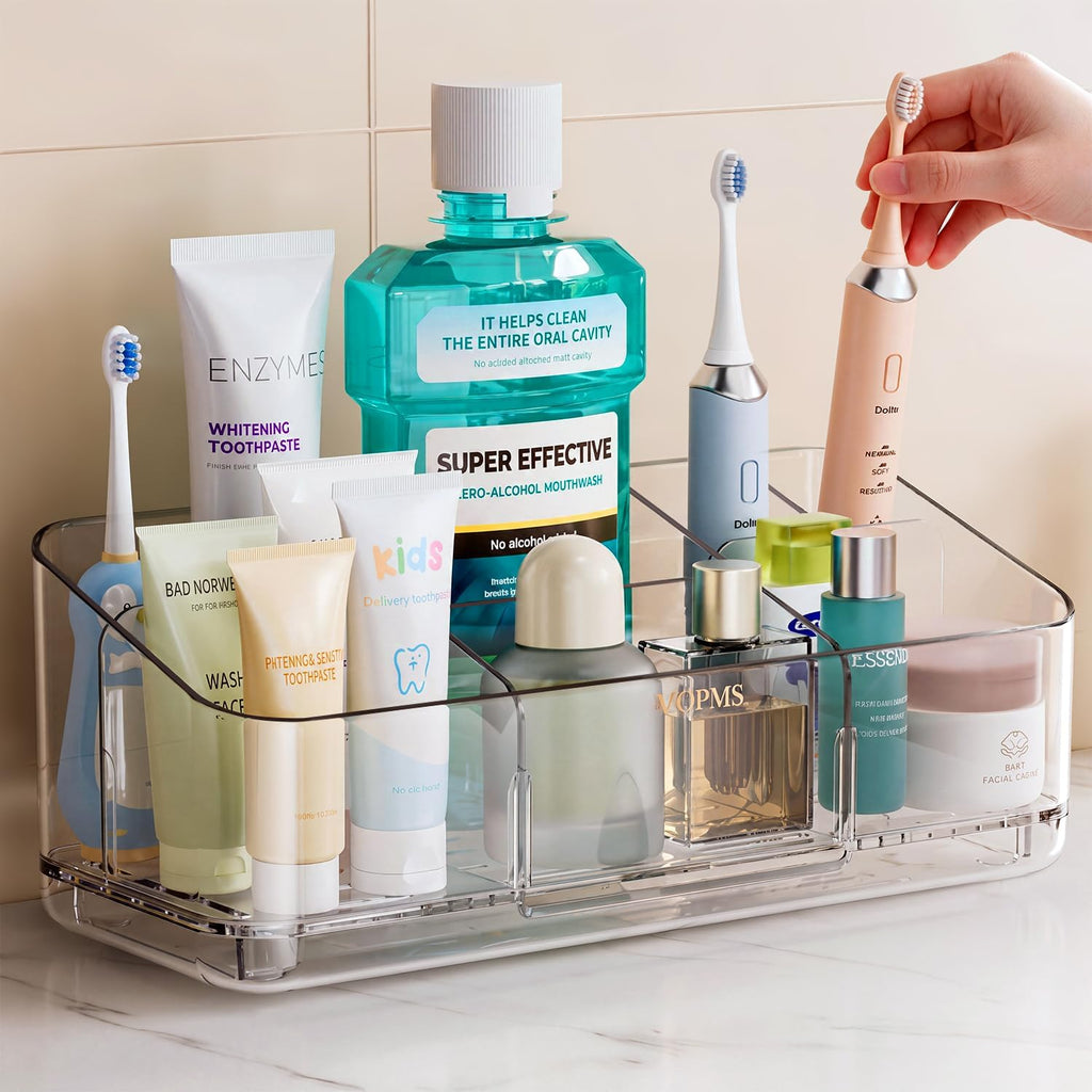MOPMS 8 Slots Toothbrush Holders for Bathrooms with Detachable Dividers