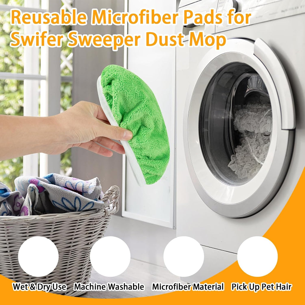 Unoutur Reusable Dry Sweeping Cloths Microfiber Wet Mop Pads Compatible with Swiffer Sweeper Mop Replacement Sweeping Mopping pad Refills for Hardwood Surface Floor Cleaning (16PCS)