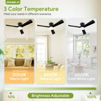 42'' Black Low Profile Ceiling Fans with Lights and Remote Control