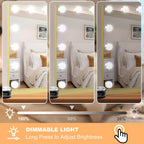 Moonee Vanity Mirror with Lights, Gold Hollywood Lighted Makeup Mirror with 15 Dimmable Bulbs and 10X Magnification, 3 Colors Modes, Aluminum Metal Frame, Light Up Mirror for Tabletop/Wall（23" x 18"）