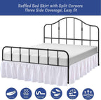 Ruffled Bed Skirt with Split Corners Three Side Coverage-King Size Dust Ruffles Bed Skirts 15 Inch Drop Expertise Tailored Fit Wrinkle Free Bed Skirt Dust Ruffle (King 15 Drop-White)