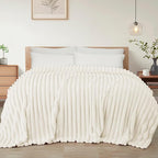 Exclusivo Mezcla Twin Size Flannel Fleece Blanket, Super Soft Striped Jacquard by ExclusivoMezcla