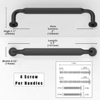 2 Pack Matte Black Cabinet Pulls 5 Inch(128mm) Kitchen Cabinet Handles Solid Zinc Alloy Cabinet Hardware Drawer Pulls