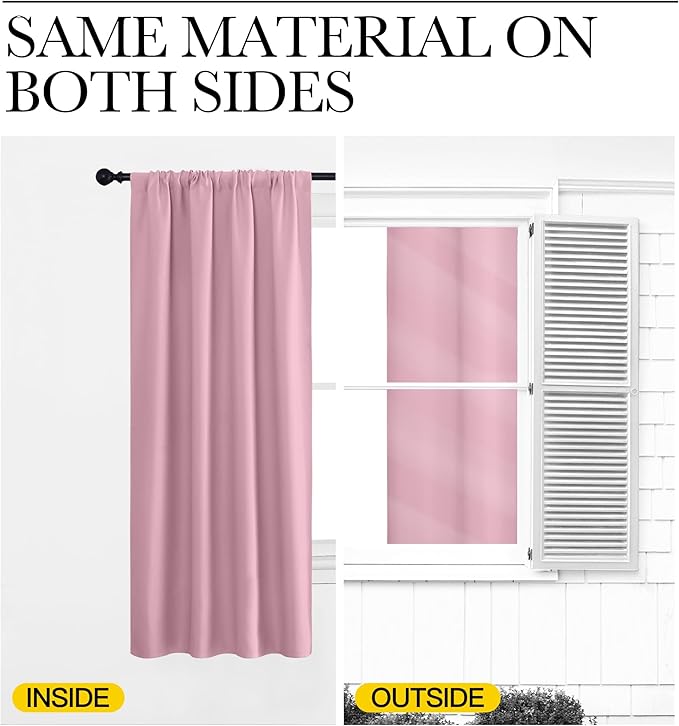 NICETOWN Blackout Curtains for Living Curtains, Rouge Pink, 2 Panels, 42 by 84 - Image 6