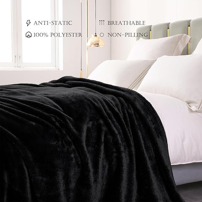 Exclusivo Mezcla Plush Fuzzy Fleece Bed Blanket Queen Size, Super Soft - Image 4