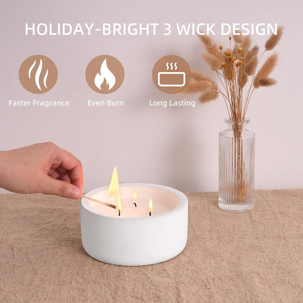 Viyffo 20oz Large White Fall Scented Candle for Women - Vanilla Dreamscape, 3 Wick Non Toxic Soy Candle, Matte Ceramic Jar, Luxury Home Fragrance, Elegant Room Decor & Premium Gift