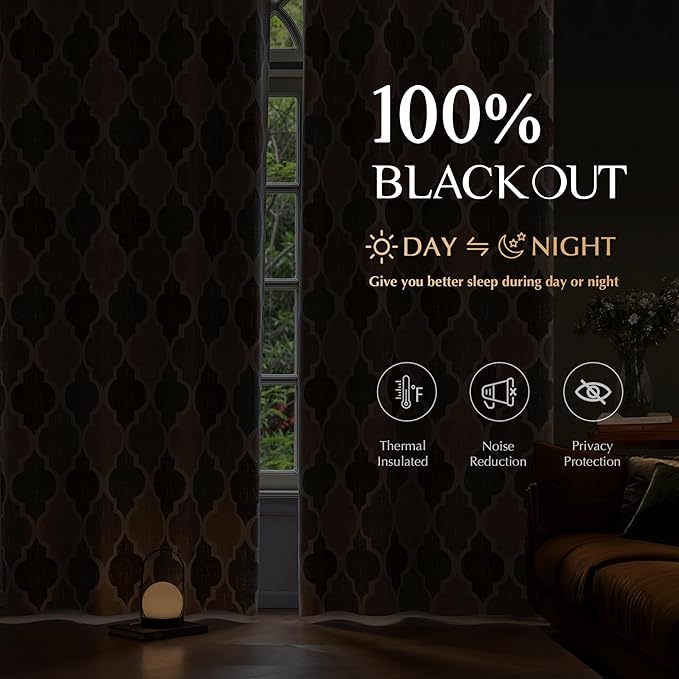 Beauoop 100% Blackout Curtains 90 Inches Long 2 Panels - Image 2