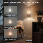 FRIDEKO HOME Floor Lamp, 9W 800LM Smart Bulb, Tall Corner Lamp, Gray Shade