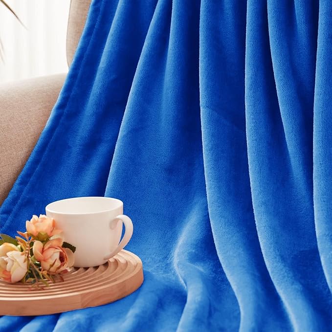 Exclusivo Mezcla Fleece Cobalt Blue Throw Blanket - Image 8