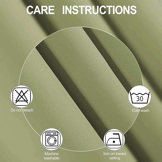 LEMOMO Sage Green Thermal Blackout Curtains/52 x 45 Inch/Set of 2 Panels Room - Image 4