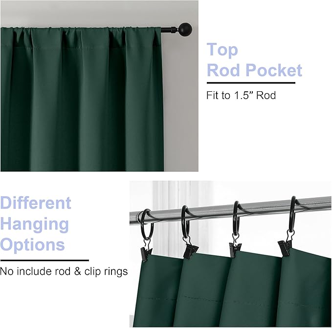 Simplebrand Ava Ever Green Short 36 Inches Blackout Curtain 2 Panels Set - Image 3