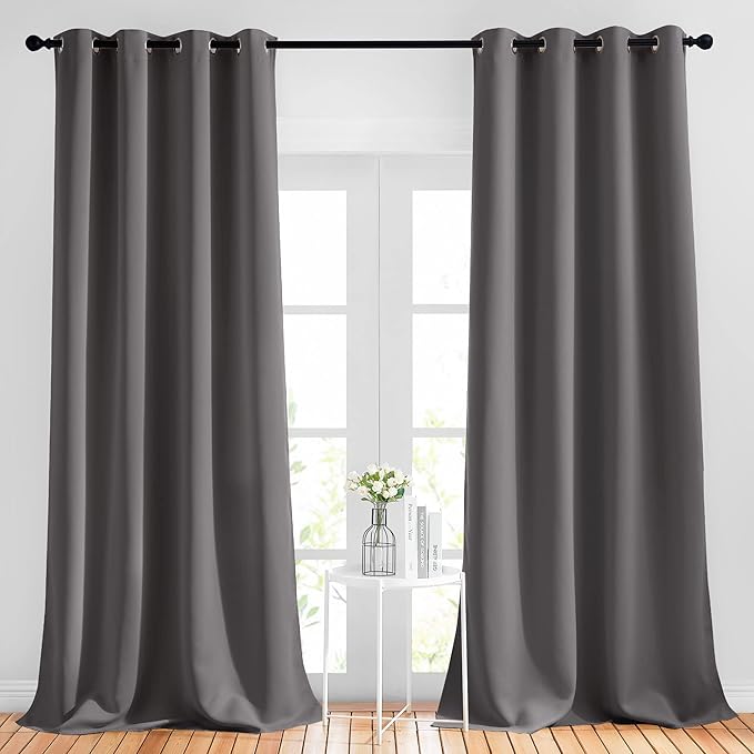 NICETOWN Grey Bedroom Blackout 90 inch Curtains by NICETOWN