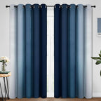 Yakamok Blue and Greyish White Ombre Curtains, Room Darkening Gradient Color - Image 2