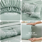 MUXHOMO Queen Comforter Set, 7-Piece Floral Bed in a Bag, Sage Green