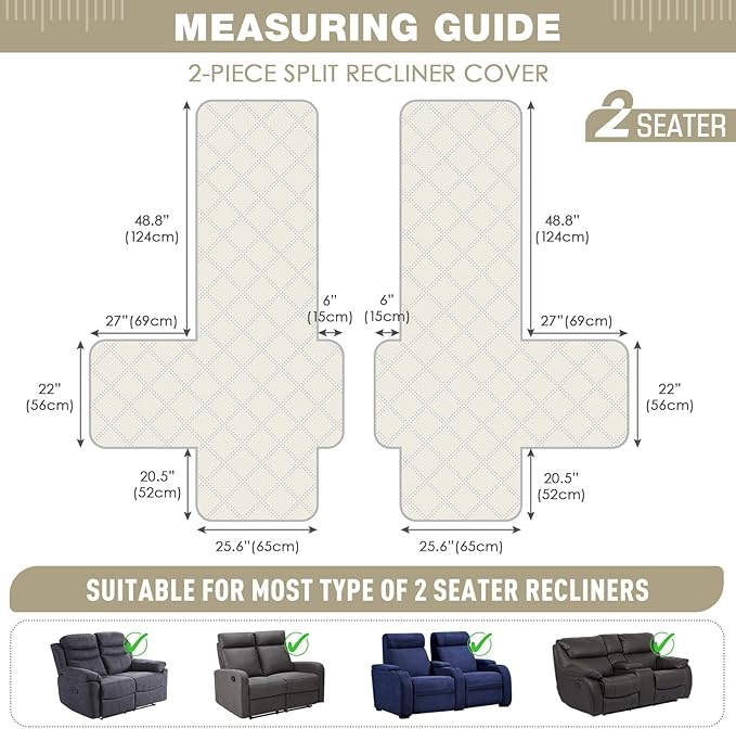 TAOCOCO 100% Waterproof Loveseat Recliner Cover - Image 2