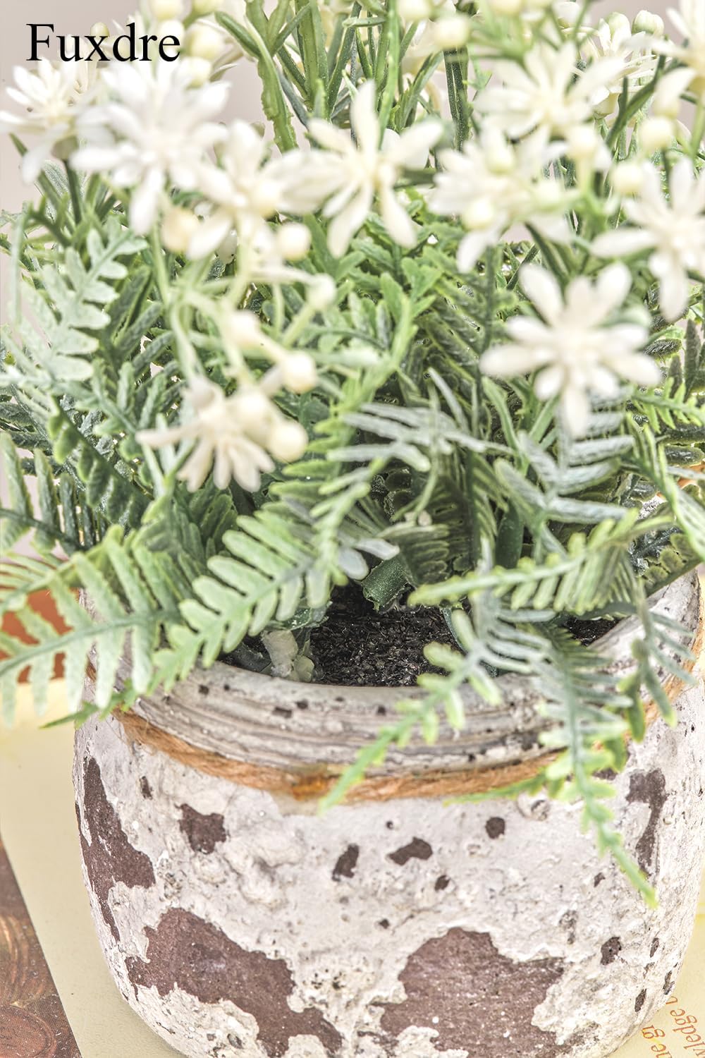 White Small Artificial Plants with 2pcs, Fake Plants for Bathroom Decor