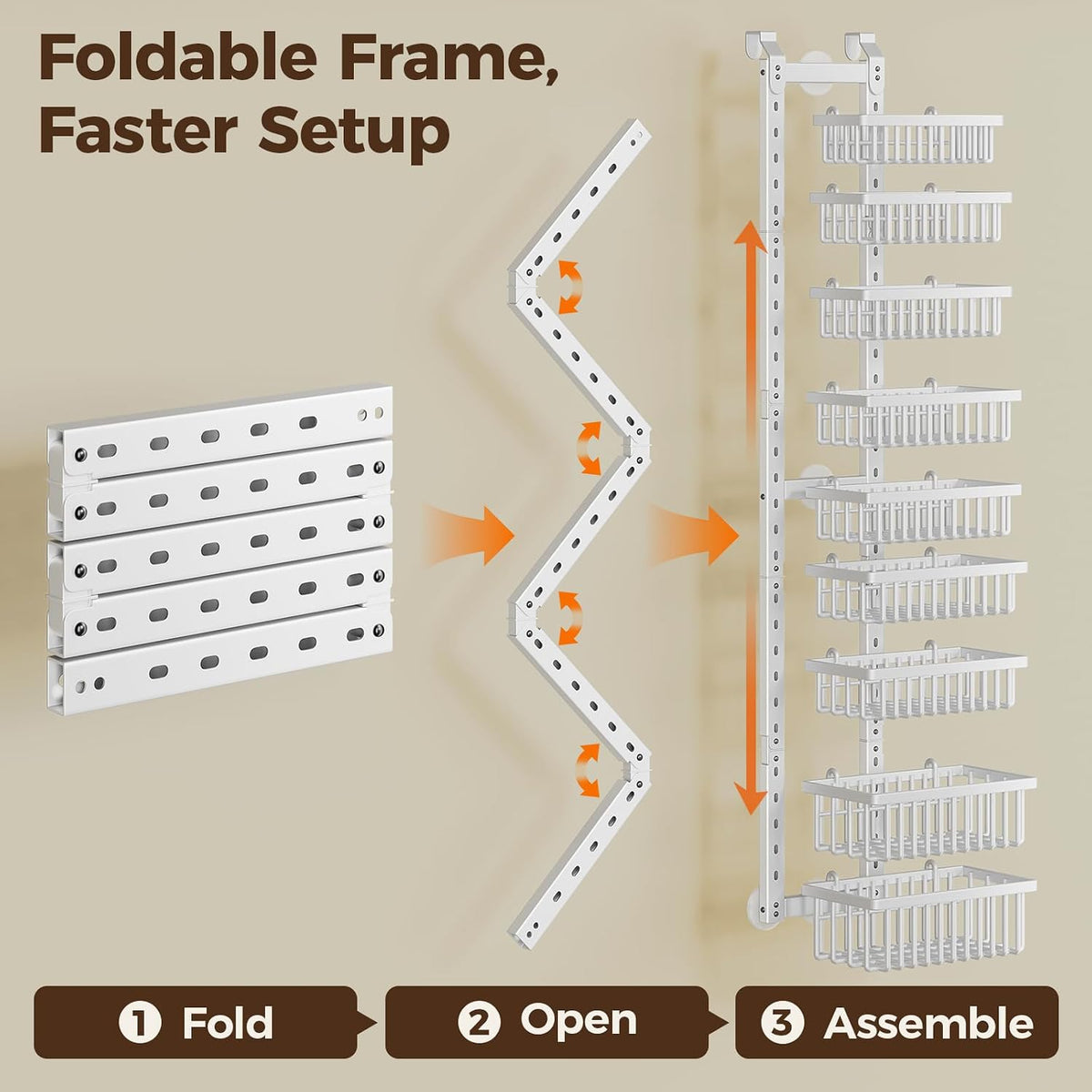 9 Tier Narrow Over The Door Pantry Organizer, 2 in 1 Wall Mount or Hanging Spice Rack with Adjustable Deep Basket, Heavy-Duty Seasoning Organizer and Storage for Kitchen Closet Bathroom (White)