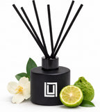 Lulu Candles | Reed Diffuser Set | Jasmine, Oud & Sandalwood | 6 Reed Sticks | Scent Diffuser for Bedroom Bathroom Living Room & Office - 4.2 FL Oz.