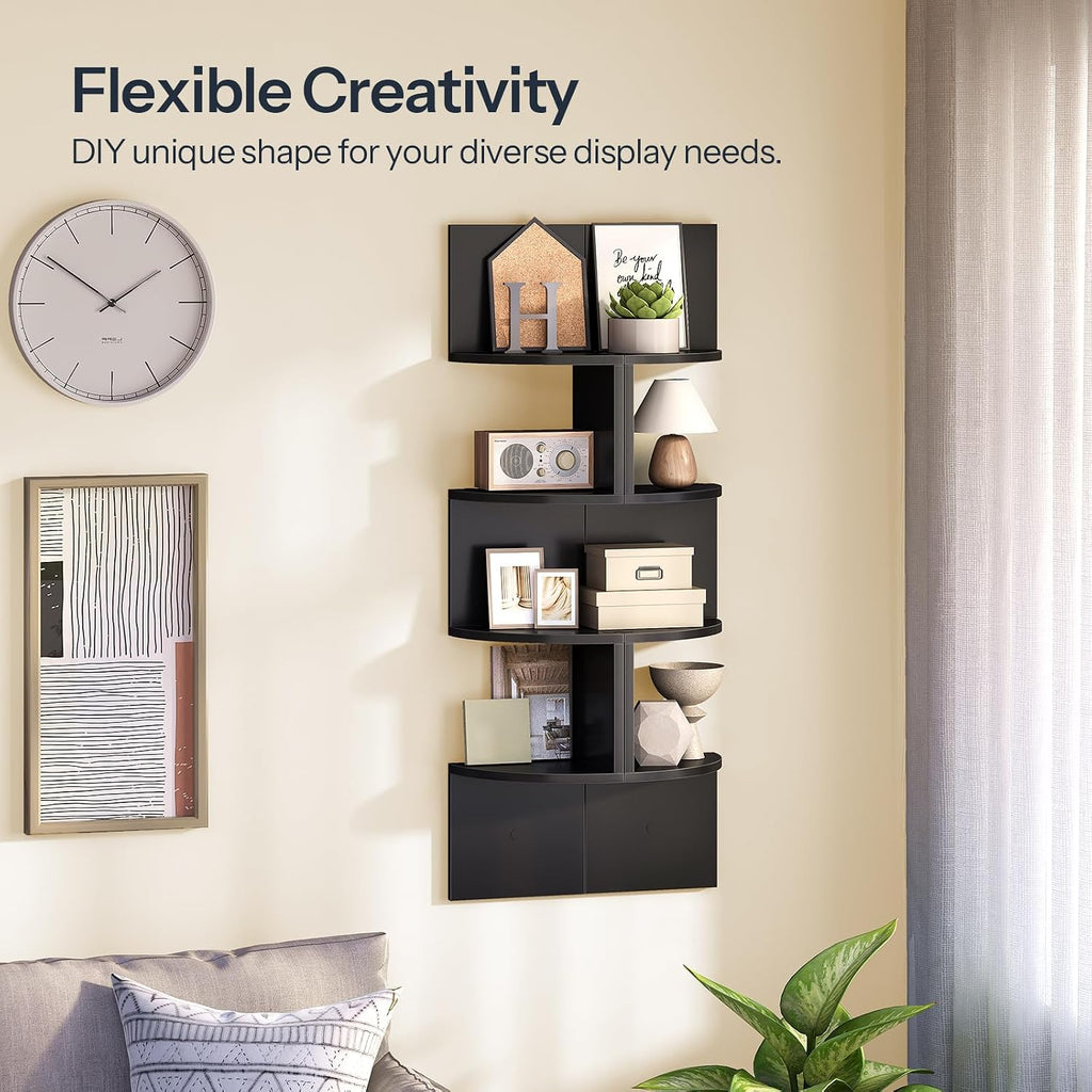 HOOBRO Corner Shelf Wall-Mounted, Set of 2 Floating Corner Shelves for Wall