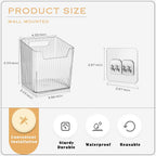 4 Pack Acrylic Wall Mount Organizer, Adhesive Cabinet Door Storage Bins, Clear Makeup Containers, Stackable Organizer Basket for Kitchen, Bathroom, Cabinet, Pantry, Office