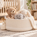 KAKAMAY Woven Baskets for Storage(16"x8"),Blanket Basket for Organizing Living Room,Cotton Rope Basket Woven Baby Laundry Hamper,Collapsible Laundry Room Organization,Clothes,Toy Chest(Brown)