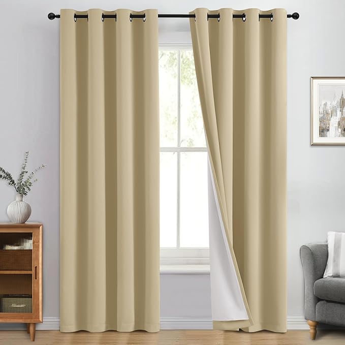 Yakamok 100% Blackout Curtain Panels 96 inches Cold and Light Blocking Drapes by Yakamok