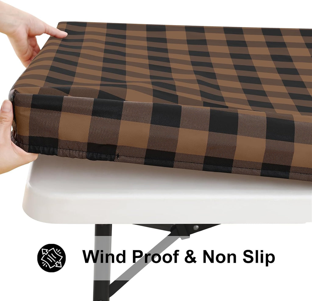 Smiry 36x36 Picnic Table Cloth, Flannel Backed Fitted Vinyl tablecloths